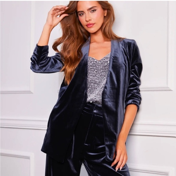 Bishop + Young Icon Blazer Black Velvet Ruched Sleeves Whimsigoth Dark Fem Small - Picture 1 of 9